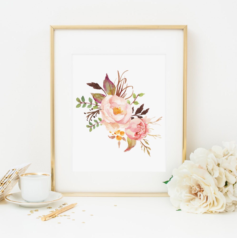 Blush Floral Printable Pink Wall Art Boho Nursery Decor Blush Floral Printable Pink Wall Art Boho Nursery Decor