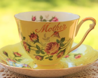 QUEEN ANNE Fine Bone China Teacup and saucer Set "Mother"