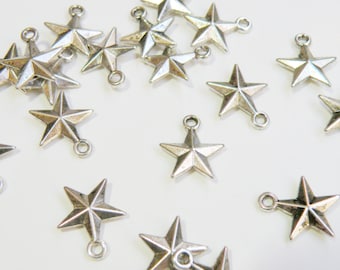 10 Star charms antique silver 16x14mm PZN61909