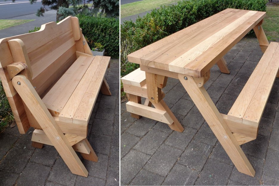 One piece folding bench and picnic table plans Downloadable