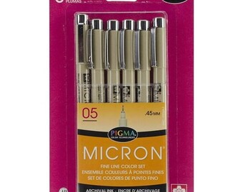 Mothers Day Special: Pigma Micron Pens .45mm 6pk Black, Blue, Green, Red, Purple & Brown