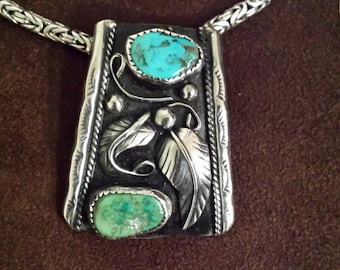 Sterling silver native American turquoise pendant