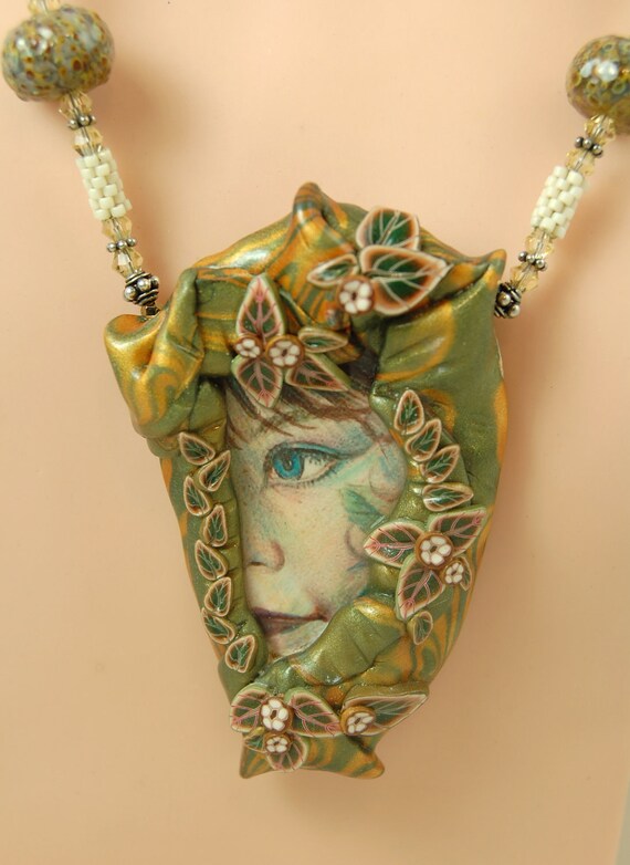 Items similar to Behind These Hazel Eyes OOAK Polymer Clay and Lampwork