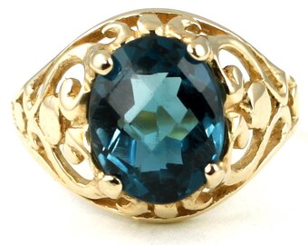 London Blue Topaz, 18KY Gold Ring, R004