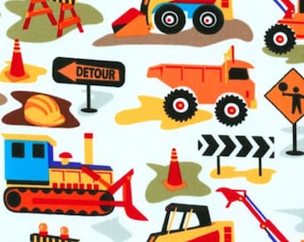 Tot Town Dig It Building Construction Digger Cotton Fabric from Tot Town Dig It collection by Michael Miller Fabrics