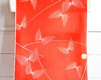 Orange Butterfly Japanese Kimono Fabric Bolt, Kimono Material, Fabric Supplies, Make a Kimono, Gifts Under 50,