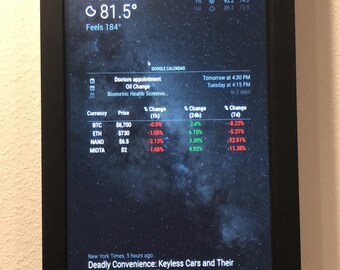 InfoBoard - Framed Smart Display for Time, Weather, Calendar, Cryptocurrency Prices and more!