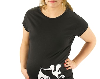 Custom Due Date Stork Maternity T-Shirt Maternity Clothes Top - You pick the month - Made From Bamboo - SUPER SOFT & Stretchy