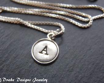 Sterling Silver typewriter key necklace Personalized initial necklace typewriter key jewelry