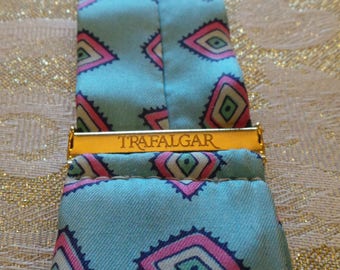 TRAFALGAR SILK BRACES Suspenders Unique Teal Print