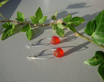 Red heart teardrop earrings