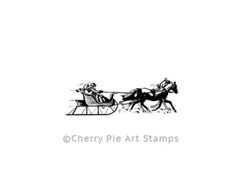 SLEIGH - CLiNG Rubber STAMP- Rubber stamp by Cherry Pie D160