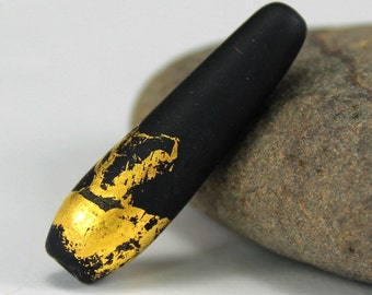 Made to Order, Black and Gold, Artisan Lampwork, Drop Bead, Glass Bead, Lampwork Focal, Glass Pendant, Matte Bead, Donna Trull, SRA