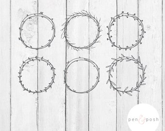 Handdrawn Wreath Svg - Monogram SVG - Monogram Frame SVG - Laurel Wreath SVG - Wreath Svg - Wreath Svg Bundle - Handdrawn Frames - Frame Svg