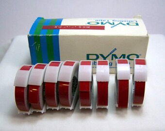 Vintage 1984 DYMO Labeling Embossing Tape 3/8" X 12' Glossy Red 8 Rolls