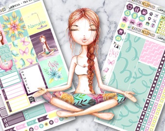 MINI Weekly Kit / Wellness Week / Planner Stickers / Fits Erin Condren Vertical & MAMBI / Glitter / Hand Drawn