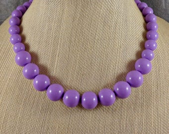 Statement Necklace, Gumball Necklace, Purple, Lavender, Chunky Necklace, Purple Bead Necklace, Beaded, Round Bead Necklace, Purple Necklace,