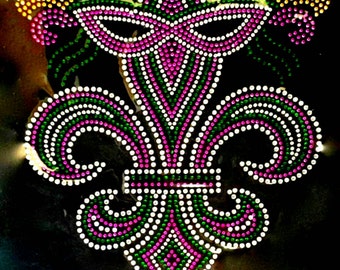 Mardi Gras, New Orleans, Parade, Pagentry, Diva, Bling, "Mardi Gras Fleur-de-lis" Rhinestone T-Shirt