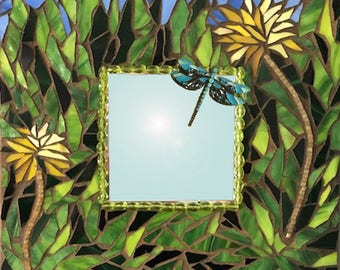 FREE SHIPPING! Stained Glass Mosaic Mirror