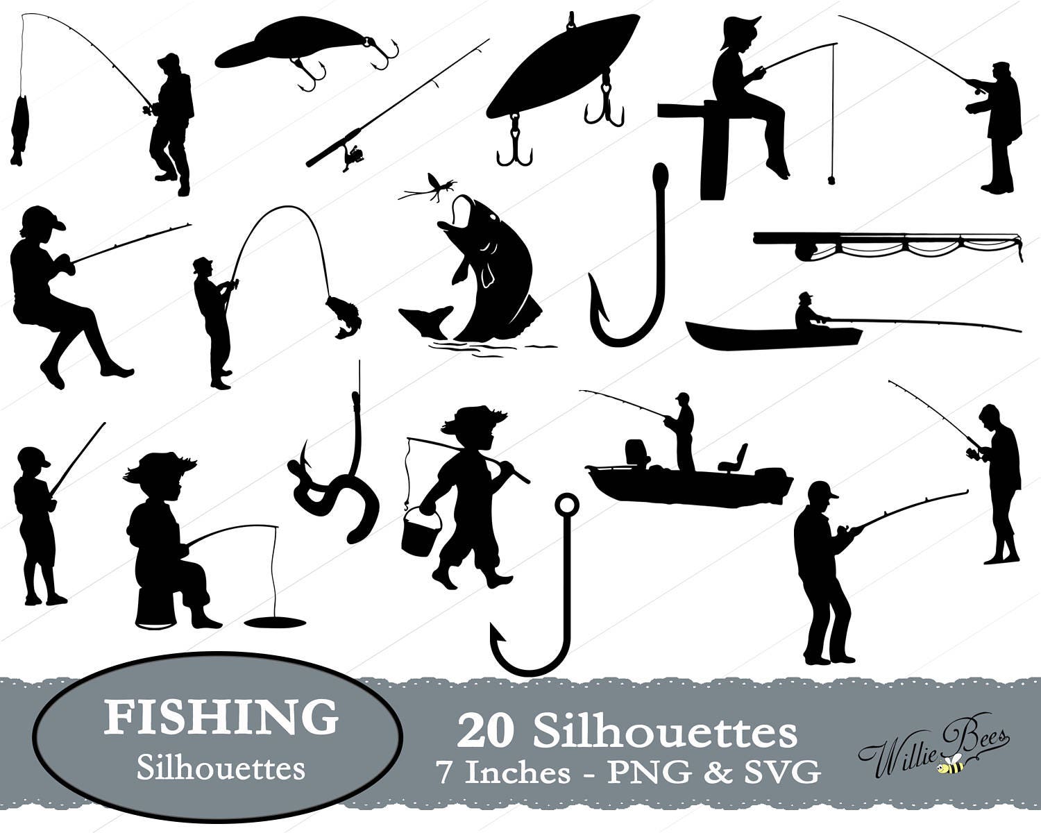 Fishing SVG Fish Clipart Fishing Image Fish Hook Fishing