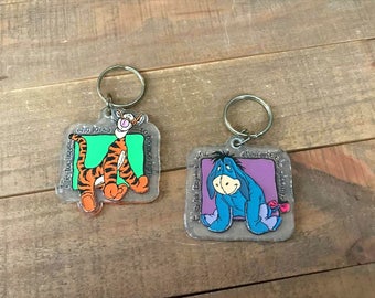 Vintage Pooh Keychains: Tigger and Eeyore, Tigger Keychain, Eeyore Keychain, Vintage Disney, Winnie the Pooh, Tigger and Eeyore