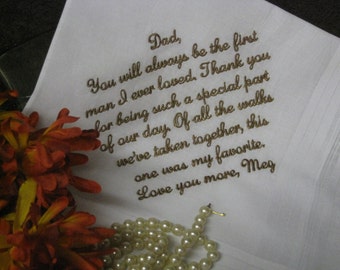 Handkerchief for Father of the Bride - hanky - hankie - wedding gift for dad