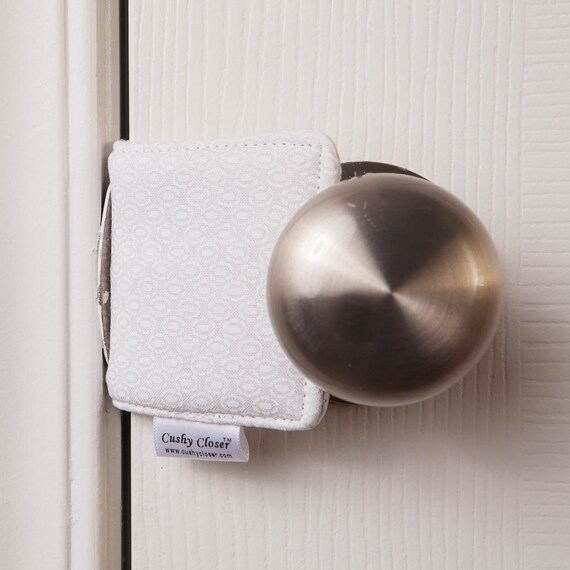 The Original Cushy Closer Door Cushion White on White Dot