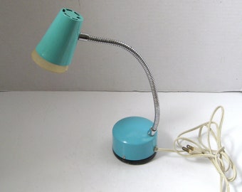 Mid Century Retro Turquoise Adjustable Goose Neck Task Lamp Desk Lamp
