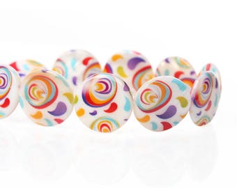 1 puck bead mother of Pearl spiral multicolor 20 mm