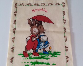 Oilcloth tote bag, Kids tote bag, Childs tote bag, Small tote Bag, Bunnykins tote bag, Vintage tote bag, Vintage oilcloth tote bag