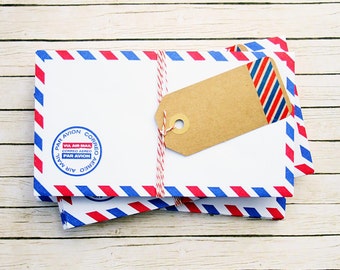 1.25 Shipping! Vintage Inspired Airmail Envelopes - Set of 10