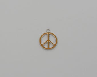 1 yellow peace pendant orange enamel - Ref: PE 707