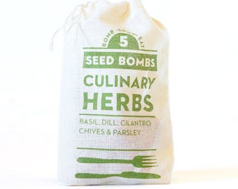 Herb Seed Bombs - Edible Indoor or Outdoor Gardening to Grow Basil, Cilantro, Chives, Dill, and Parsley