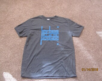 New Order Movement Retro Logo 1980's Men's T-shirt Electronic Synthesizer Ian Curtis Goth Depeche Mode Joy Division Post Punk Siouxsie Rock