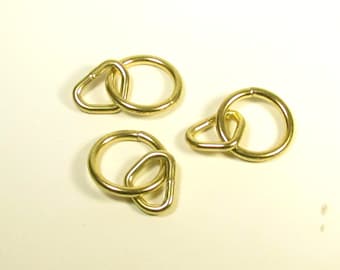 2" Brass O ring and loop, 2 inch brass plate round ring with loop