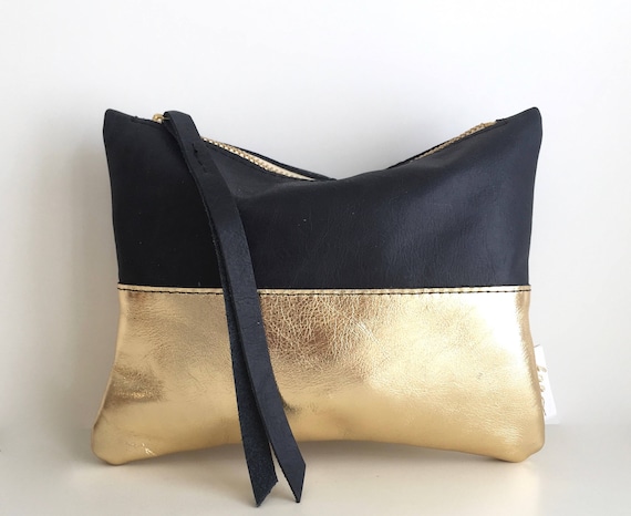 Leather pouch gold, gold leather purse, small leather bag gold