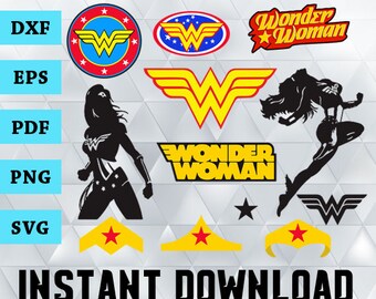 Wonder Woman Svg, Wonder Woman Clipart, Wonder Woman Logo Svg, Woman Superhero File, Wonder Woman Cutting Files, Dxf, Eps, Pdf, Png, Svg
