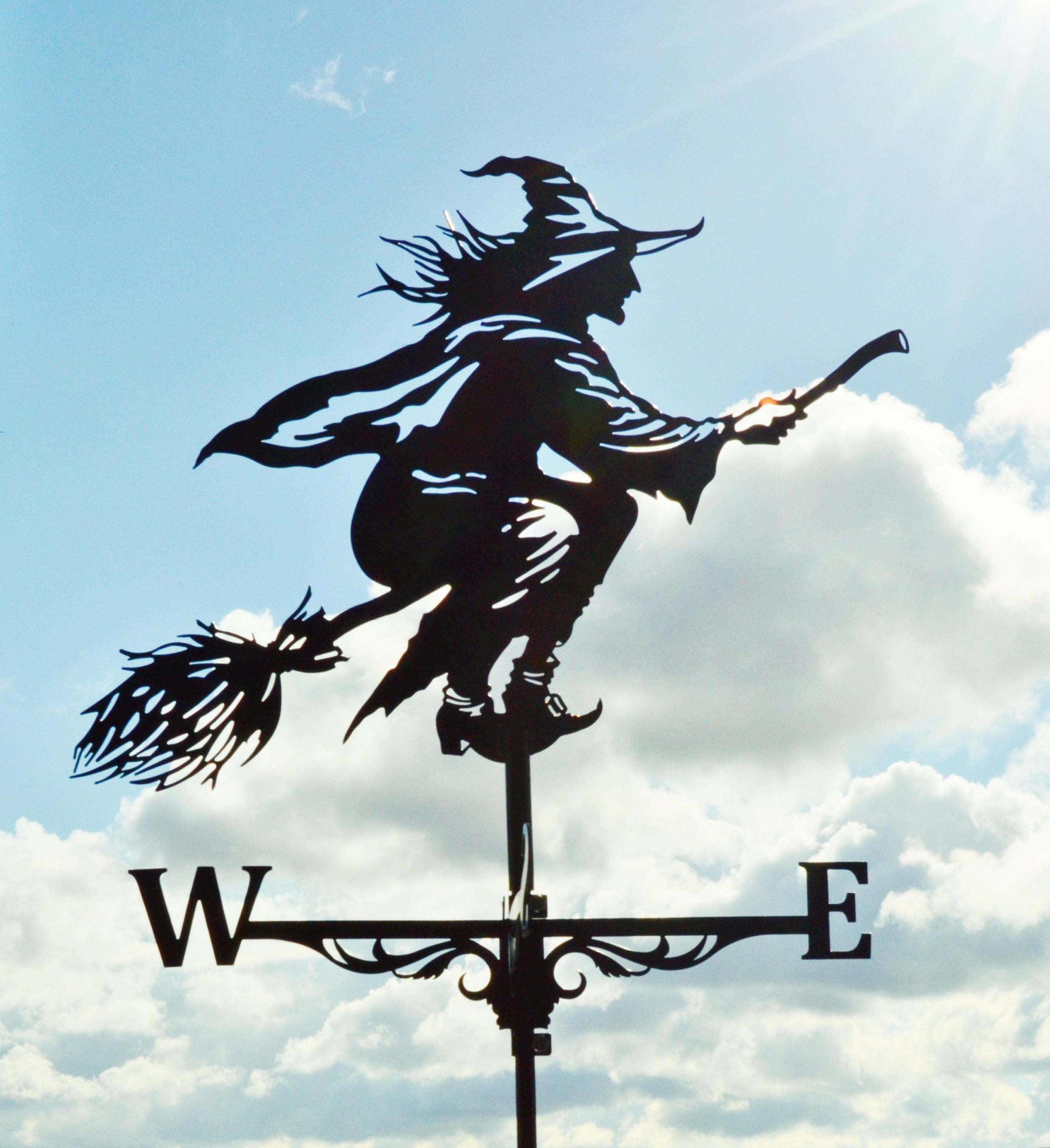 Witch Metal Weathervane Roof Mount Weather Vane Hag Fury