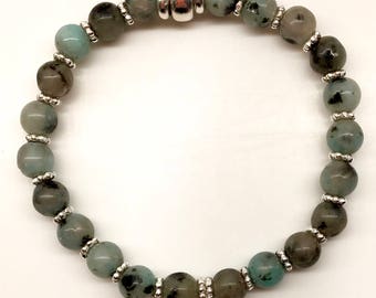 Tranquility Band: Sesame Jasper and Sterling Silver Daisy Beads.