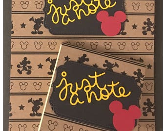 Handmade Stationary Set Magic Kingdom Inspired 5x7 Ruled Notepad 3x3 Post It Notes Altered Art Secret Santa Teacher Gift