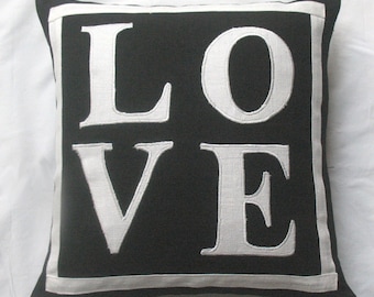 Black and white Love pillow cover 20 inch cushion cover