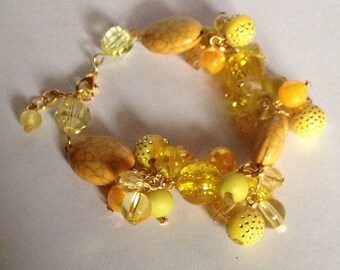 Yellow Cluster Bead Bracelet