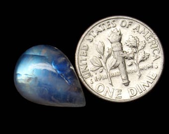 60% OFF - Natural Rainbow Moonstone Pear Cabochon Gemstone Size 16x12x5.5 mm (RN-37)