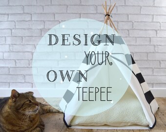 Pet bed, cat teepee, cat house, cat tree, pet furniture, cat bed, dog house, cat cave, dog bed - Custom design your own - personalized tent