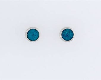 Sterling Silver Turquoise Round Post or Stud Earrings