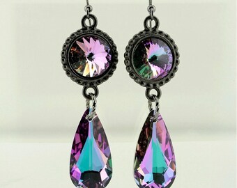 The Earrings are Made with Swarovski Crystal and Gunmetal
