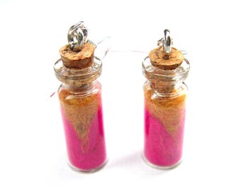 vials and felted wool earrings