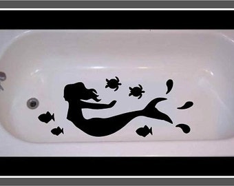 Non-skid vinyl decal for bathtub, shower Mermaid