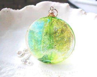 Green Murano Dichroic Venetian Glass Necklace