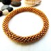 Dark Gold or Gold Mustard Color Bracelet - Seed Bead Bangle- -Beaded Roll On Bracelet - Seed Bead Crochet Bracelet